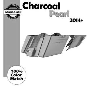 チャコールパール カットアウトなし 拡張バッグ ストレッチサドルバッグ ピンストライプ ハーレーに適合 Charcoal Pearl No Cutout Extend Bag Stretched Saddlebags Pinstripes Fits Harley 【並行輸入品】