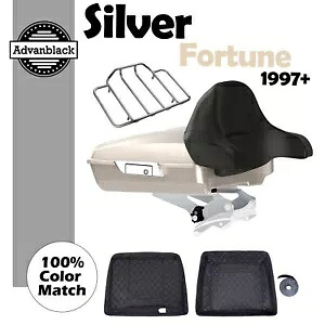 Advanblack シルバー フォーチュン レイザー ツアー パック ラップアラウンド バックレスト 97-20 ハーレーに適合 Advanblack Silver Fortune Razor Tour Pak Wrap-Around Backrest Fits 97-20 Harley 【並行輸入品】