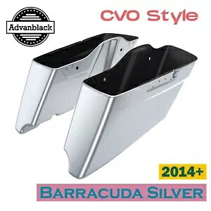 バラクーダ シルバー CVO テーパード拡張サドルバッグ ハーレーツーリング 14+用 Barracuda Silver CVO Tapered Extended Saddlebag For Harley Touring 14+ 【並行輸入品】