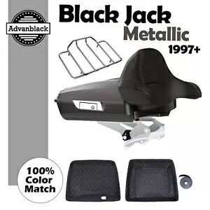 ブラック ジャック メタリック レイザー ツアー パック ラップアラウンド バックレスト 97 歳以上のハーレーに適合 Black Jack Metallic Razor Tour Pak Pack Wrap-Around Backrest Fits 97+ Harley 【並行輸入品】