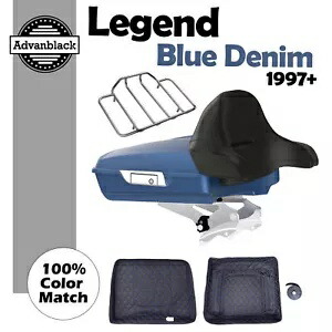 レジェンド ブルー デニム レイザー ツアー パック ラップアラウンド バックレスト 97-20 ハーレー ツーリングに適合 Legend Blue Denim Razor Tour Pak Wrap-Around Backrest Fits 97-20 Harley Touring 【並行輸入品】