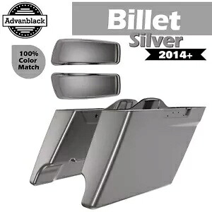 ビレットシルバー 4.5 インチ ストレッチ拡張サドルバッグ ノーマル蓋 2014+ ハーレー用 Billet Silver 4.5\
