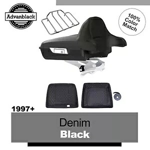 デニム ブラック レイザー ツアー パック Pak ラップアラウンド バックレスト 97 歳以上のハーレー ツーリングに適合 Denim Black Razor Tour Pack Pak Wrap-Around Backrest Fits 97+ Harley Touring 【並行輸入品】