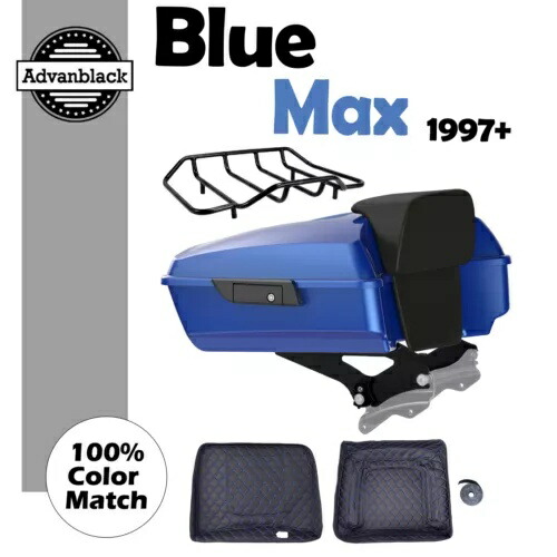 Advanblack ブルー マックス チョップド ツアー パック Pak バックレスト ブラック ラッチ 97+ ハーレー用 Advanblack Blue Max Chopped Tour Pack Pak Backrest Black Latch For 97+ Harley 【並行輸入品】