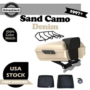 サンドカモデニムチョップドツアーパックバックレストパッドブラックラッチ97+ハーレー用 Sand Camo Denim Chopped Tour Pack Backrest Pad Black Latches For 97+ Harley 【並行輸入品】