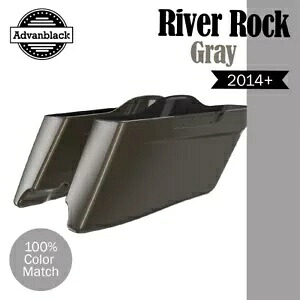 River Rock グレー CVO テーパード拡張ストレッチサドルバッグ ハーレー 14+ 用 River Rock Gray CVO Tapered Extended Stretched Saddlebag For Harley 14+ 【並行輸入品】