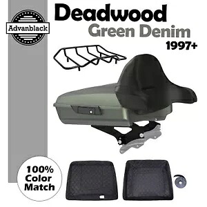 デッドウッド グリーン デニム レイザー ツアー パック バックレスト ラップ アラウンド 97+ ハーレー ツーリングに適合 Deadwood Green Denim Razor Tour Pak Wrap Around Backrest Fits 97+ Harley Touring 【並行輸入品】 143,000円