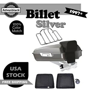 Advanblack ビレット シルバー レイザー ツアー パック トランク ラゲッジ 97+ ハーレー ツーリング用 Advanblack Billet Silver Razor Tour Pack Trunk Luggage For 97+ Harley Touring 【並行輸入品】