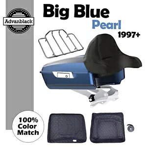 ビッグブルーパールチョップドツアーパック ラップアラウンドバックレスト 97-20 ハーレーツーリングに適合 Big Blue Pearl Chopped Tour Pack Wrap-Around Backrest Fits 97-20 Harley Touring 【並行輸入品】