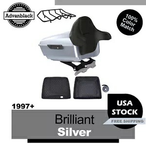 ブリリアント シルバー キング ツアー パック ブラック ヒンジ & ラッチ 97+ ハーレー ツーリング用 Brilliant Silver King Tour Pack Black Hinges & Latch For 97+ Harley Touring 【並行輸入品】