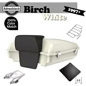 バーチ ホワイト レイザー ツアー パック Pak 荷物バックレスト トップ ボックス 97+ ハーレー ツーリングに適合 Birch White Razor Tour Pack Pak Luggage Backrest Top Box Fits 97+ Harley Touring 【並行輸入品】