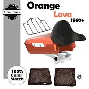 オレンジ ラバ チョップド ツアー パック ラップアラウンド バックレスト 1997-2020 ハーレー ツーリングに適合 Orange Lava Chopped Tour Pack Wrap-Around Backrest Fits 1997-2020 Harley Touring 【並行輸入品】|カスタムパーツ WORLD倉庫
