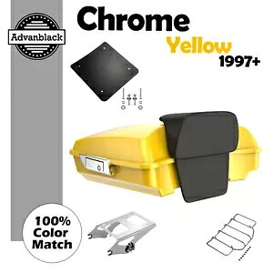 クロームイエローレイザーツアーパックパック荷物バックレストトップボックスは97年以上のハーレーに適合 Chrome Yellow Razor Tour Pack Pak Luggage Backrest Top Box Fits 97+ Harley 【並行輸入品】