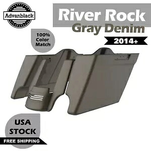 River Rock グレーデニム ストレッチ拡張サドルバッグ リアフェンダー 14+ ハーレー用 River Rock Gray Denim Stretched Extended Saddlebags Rear Fender For 14+ Harley 【並行輸入品】 116,600円