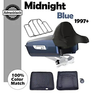 ミッドナイトブルー チョップド ツアー パック ラップアラウンド バックレスト 97-20 ハーレー ツーリングに適合 Midnight Blue Chopped Tour Pack Wrap-Around Backrest Fits 97-20 Harley Touring 【並行輸入品】｜カスタムパーツ WORLD倉庫