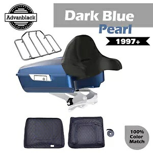 ダークブルー パール チョップド ツアー パック ラップアラウンド バックレスト 97-20 ハーレー ツーリングに適合 Dark Blue Pearl Chopped Tour Pack Wrap-Around Backrest Fits 97-20 Harley Touring 【並行輸入品】