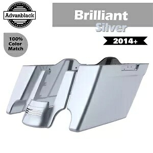 ブリリアントシルバー ストレッチサドルバッグ 拡張バッグ リアフェンダー 14+ ハーレー用 Brilliant Silver Stretched Saddlebags Extended Bag Rear Fender For 14+ Harley 【並行輸入品】