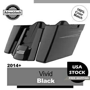 Advan ビビッド ブラック デュアル ノーカット ストレッチ サドルバッグ ピンストライプ 14+ ハーレー用 Advan Vivid Black Dual Uncut Stretched Saddlebags Pinstripes For 14+ Harley 【並行輸入品】|カスタムパーツ WORLD倉庫