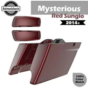 ミステリアス レッド Sunglo 4.5 インチ ストレッチ拡張サドルバッグ 蓋付き 14 歳以上ハーレー用 Mysterious Red Sunglo 4.5" Stretched Extended Saddlebags W/ Lids For 14+ Harley 【並行輸入品】｜カスタムパーツ WORLD倉庫