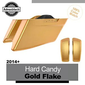 ハーレー 14+ 用ハード キャンディ ゴールド フレーク CVO テーパード拡張ストレッチサドルバッグ Hard Candy Gold Flake CVO Tapered Extended Stretched Saddlebag For Harley 14+ 【並行輸入品】