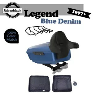 レジェンド ブルー デニム キング ツアー パック ラゲッジ ブラック ヒンジ & ラッチ ハーレー 1997+用 Legend Blue Denim King Tour Pack Luggage Black Hinges & Latch For Harley 1997+ 【並行輸入品】