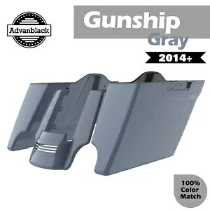 ガンシップ グレー ストレッチ サドルバッグ 拡張バッグ リアフェンダー 14+ ハーレー用 Gunship Gray Stretched Saddlebags Extended Bag Rear Fender For 14+ Harley 【並行輸入品】