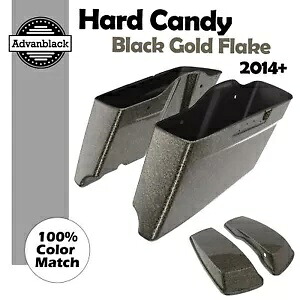 ハーレー用ハードキャンディーブラックゴールドフレークCVOテーパード拡張ストレッチサドルバッグ Hard Candy Black Gold Flake CVO Tapered Extended Stretched Saddlebag For Harley 【並行輸入品】