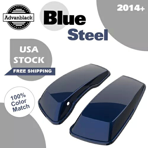 Advanblack ブルースチール ノーマルストレッチサドルバッグ蓋 14 歳以上ハーレー用 Advanblack Blue Steel Normal Stretched Saddlebag Lids For 14+ Harley 【並行輸入品】
