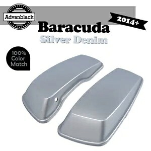Advanblack バラクーダ シルバー デニム ノーマル ストレッチ サドルバッグ蓋 14+ ハーレー用 Advanblack Barracuda Silver Denim Normal Stretched Saddlebag Lids For 14+ Harley 【並行輸入品】