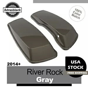 Advanblack リバー ロック グレー ノーマル ストレッチ サドルバッグ 蓋 14+ ハーレー用 Advanblack River Rock Gray Normal Stretched Saddlebag Lids For 14+ Harley 【並行輸入品】