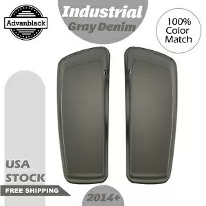 Advanblack インダストリアル グレー デニム ノーマル ストレッチ サドルバッグ蓋 14+ ハーレー用 Advanblack Industrial Gray Denim Normal Stretched Saddlebag Lids For 14+ Harley 【並行輸入品】