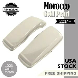 Advanblack モロッコ ゴールド パール ノーマル ストレッチ サドルバッグ 蓋 14+ ハーレー用 Advanblack Morocco Gold Pearl Normal Stretched Saddlebag Lids For 14+ Harley 【並行輸入品】
