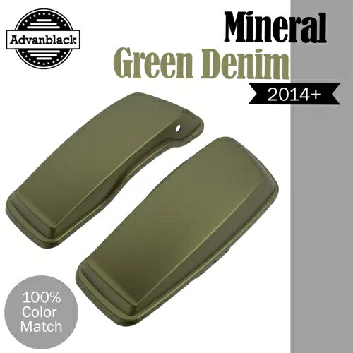 ミネラルグリーンデニム ノーマルストレッチサドルバッグ蓋 14歳以上ハーレーツーリング用 Mineral Green Denim Normal Stretched Saddlebag Lids for 14+ Harley Touring 【並行輸入品】