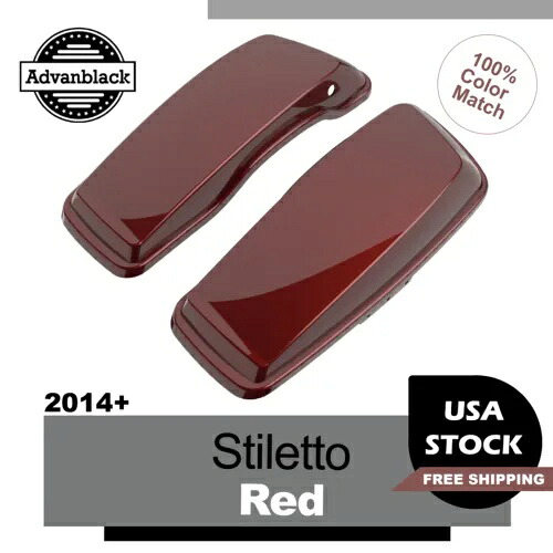 Advanblack スティレット レッド ノーマル ストレッチ サドルバッグ蓋 14+ ハーレー用 Advanblack Stiletto Red Normal Stretched Saddlebag Lids For 14+ Harley 【並行輸入品】