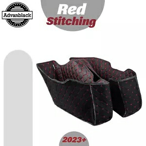サドルバッグ ライナー レッド ステッチ '23-'24 CVO モデル & 24 ストリート ロード グライドに適合 Saddlebag Liners Red Stitching Fits '23-'24 CVO Model & 24 Street Road Glide 【並行輸入品】