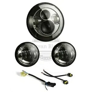 Advanblack クローム 7 インチ LED ヘッドライト補助パッシングランプハーレーツーリング用 Advanblack Chrome 7\