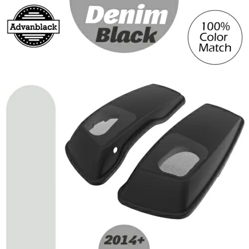 6x9 デニム ブラック サドルバッグ スピーカー蓋 オーディオ カバー 2014+ ハーレー ツーリングに適合 6x9 Denim Black Saddlebag Speaker Lids Audio Cover Fits 2014+ Harley Touring 【並行輸入品】