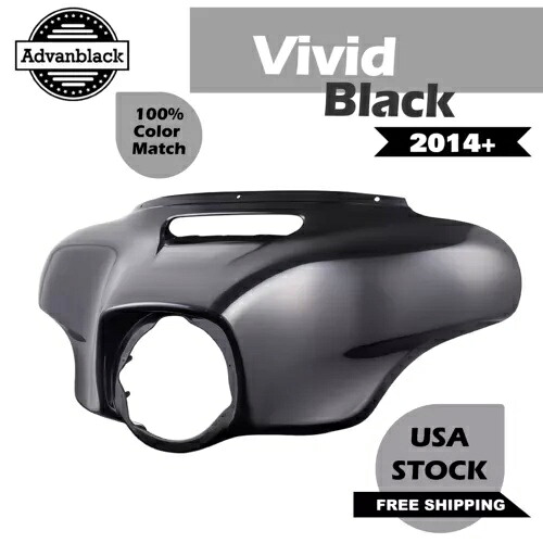 ビビッドブラック ピンストライプアウターフェアリング バットウィングカウル ハーレートライグライド 14+用 Vivid Black with Pinstripes Outer Fairing Batwing Cowl For Harley Tri Glide 14+ 【並行輸入品】