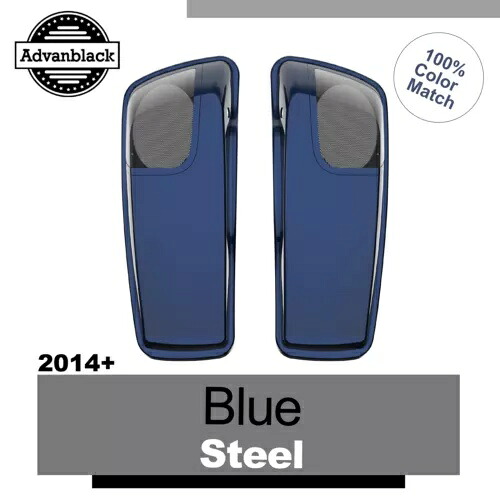 Advanblack ブルースチール 5x7 サドルバッグスピーカー蓋オーディオカバーハーレー 2014+ Advanblack Blue Steel 5x7 Saddlebag Speaker Lids Audio Cover For Harley 2014+ 【並行輸入品】