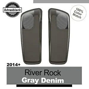River Rock グレーデニム 5x7 サドルバッグスピーカー蓋オーディオカバーハーレー 2014+ River Rock Gray Denim 5x7 Saddlebag Speaker Lid Audio Cover For Harley 2014+ 【並行輸入品】