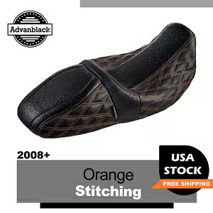 オレンジ ラプター シート オレンジ ダイヤモンド ステッチ & オーストリッチ レザー 2008 年以降のハーレーに適合 Orange Raptor Seat Orange Diamond Stitching & Ostrich Leather Fits 2008+ Harley 【並行輸入品】