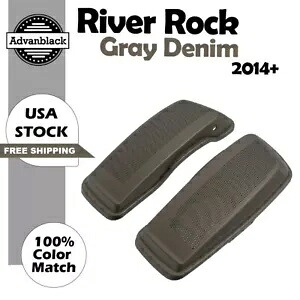 River Rock グレーデニム デュアル 6x9 サドルバッグ スピーカー蓋 オーディオカバー ハーレー 14+用 River Rock Gray Denim Dual 6x9 Saddlebag Speaker Lids Audio Cover For Harley 14+ 【並行輸入品】