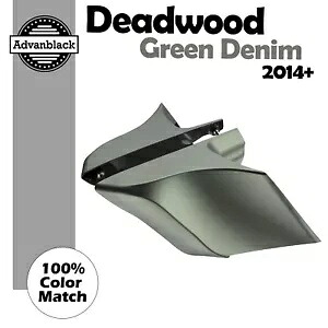 デッドウッド グリーン デニム CVO ストレッチ拡張サイド カバー パネル 2014 年以降のハーレーに適合 Deadwood Green Denim CVO Stretched Extended Side Cover Panel Fits 2014+ Harley 【並行輸入品】