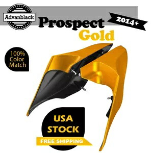 14 歳以上ハーレーツーリングストリートロードストレッチ拡張サイドカバープロスペクトゴールド用 For 14+ Harley Touring Street Road Stretched Extended Side Covers PROSPECT GOLD 【並行輸入品】｜カスタムパーツ WORLD倉庫