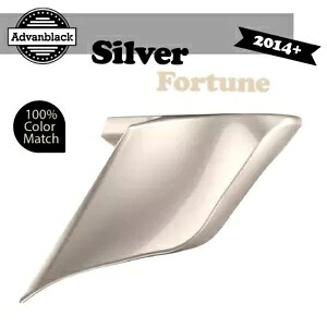 14 歳以上ハーレーツーリングストリートロードストレッチ拡張サイドカバーシルバーフォーチュン用 For 14+ Harley Touring Street Road Stretched Extended Side Covers SILVER FORTUNE 【並行輸入品】