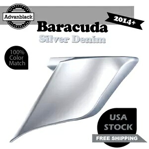 バラクーダ シルバー デニム 拡張ストレッチ サイド カバー 14+ ハーレー ツーリング用 Barracuda Silver Denim Extended Stretched Side Covers For 14+ Harley Touring 【並行輸入品】