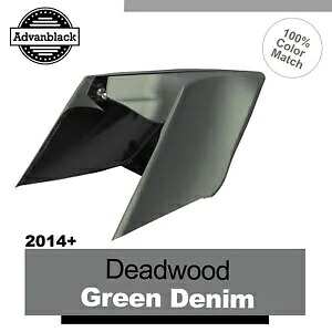 14+ ハーレー用 DEADWOOD GREEN DENIM Advanblack CVO ストレッチ拡張サイドカバー For 14+ Harley DEADWOOD GREEN DENIM Advanblack CVO Stretched Extended Side Cover 【並行輸入品】｜カスタムパーツ WORLD倉庫