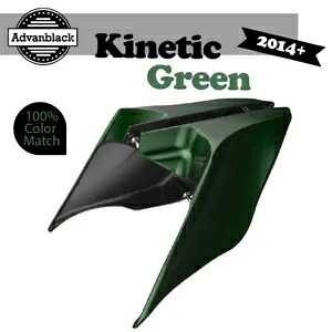 14 歳以上ハーレーツーリングストリートロードストレッチ拡張サイドカバーキネティックグリーン用 For 14+ Harley Touring Street Road Stretched Extended Side Covers KINETIC GREEN 【並行輸入品】