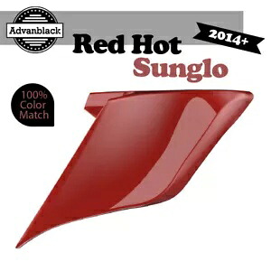 14 歳以上ハーレーツーリングストリートロードストレッチ拡張サイドカバー RED HOT SUNGLO For 14+ Harley Touring Street Road Stretched Extended Side Covers RED HOT SUNGLO 【並行輸入品】
