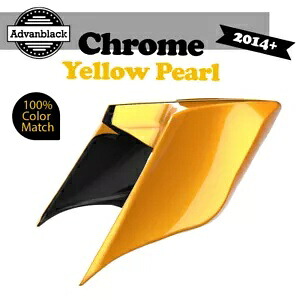 14 歳以上のハーレー ツーリング グライド用ストレッチ拡張サイド カバー クローム イエロー パール For 14+ Harley Touring Glide Stretched Extended Side Covers CHROME YELLOW PEARL 【並行輸入品】